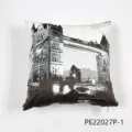 Black and white London Tower Bridge print square pillow cover for home and sofa decor. - 45x45cm / PE22027P-1