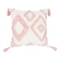 Bohemian geometric tufted cushion cover pink white square throw pillow case with tassels - 45x45cm (Without Core) / PE23154E-2