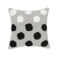 Nordic black and white tufted cushion cover, stylish polka dot design for sofa living room - 45x45cm / Black and White