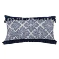 Blue and white geometric jacquard tassel throw pillow cover for modern living room sofa decor. - 30*50cm (Without Core) / PE20229P-1