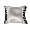 Bohemian black and white striped throw pillow cover with fringe, Moroccan boho cushion case. - 45x45cm / PE21036E-1 (Black & White Cut-Pile Stripe)