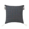 Nordic jacquard throw pillow cover with four corner tassels, blue geometric cushion. - 45x45cm (Without Core) / Blue and Yellow Interwoven