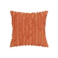 Orange textured throw pillow cover with vertical fringe, soft fabric decorative cushion case. - 45x45 (Cover Only) / Orange