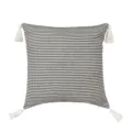 Black and white striped throw pillow cover with four corner tassels, Moroccan style cushion case. - 45x45cm / PE21039E-1 (Black & White Fine Stripe)