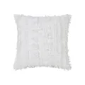 White decorative fringe cushion cover textured pillowcase for soft sofa home decor. - 45x45 (Cover Only) / White