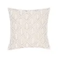 Funda de cojín de macramé tejida a mano estilo boho para decoración del hogar moderno - 45x45cm / Blanco Roto