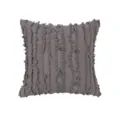 Grey square throw pillow cover with vertical frayed fringe stripes for home sofa decor. - 45x45 (Cover Only) / Gray