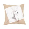 Linen cotton throw pillow cover with deer embroidery, rustic home sofa decorative cushion. - Deer Head Embroidery