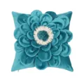 Blue 3D flower throw pillow cover, luxury velvet cushion cover for sofa home decor bedroom - 45x45cm (Without Core) / PE22137H-3 Teal
