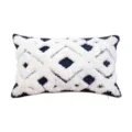 Dark blue geometric tufted throw pillow cover with white fringe lattice cushion case 1pc - 30*50cm (Without Core) / PE9367E-1(A1)