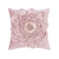 Pink 3D Flower Velvet Throw Pillow Cover Decorative Floral Cushion Case for Sofa Bed - 45x45cm (Without Core) / PE22137H-2 Light Pink