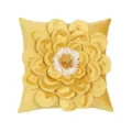 Yellow 3D flower throw pillow cover, luxury plush velvet square cushion case for home decor. - 45x45cm (Without Core) / PE22137H-4 Yellow
