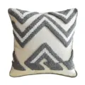 Modern geometric tufted pillow cover, stylish retro striped cushion for sofa, gray white - 45x45cm (Without Core) / PE20078E-1(E1)