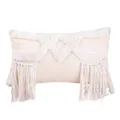 Beige geometric tufted throw pillow cover with bohemian tassels for home decor sofa cushion - PE20336E-1(L5)