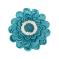 Turquoise 3D flower throw pillow cover decorative floral cushion case for sofa and living room bed - Round Blue-Green (PE22138H-3)