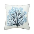 Nordic style coral embroidered pillow cover, blue marine motif cushion case for home. - Coral Embroidery