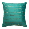 Teal velvet pillowcase with gold foil typography, modern decorative cushion cover for sofa. - 45*45cm (Without Core) / PE8406P-1