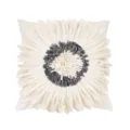White 3D flower throw pillow cover, luxury velvet decorative cushion case for living room. - 45x45cm (With Core) / PE22135H-1