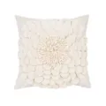 White 3D flower decorative pillow cover, velvet luxury cushion case for living room decor - 45x45cm (With Core) / PE22139H-1