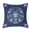 Klassischer blauer bedruckter quadratischer Kissenbezug mit Blumenmuster fuer Sofadeko - PE5318P-1