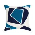 Modern geometric tufted throw pillow cover, blue and white decorative cushion for sofa. - PE21065E-1