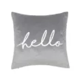 Grey velvet throw pillow cover with hello letter, modern decorative cushion case for sofa. - 45*45cm (Without Core) / B241211-1