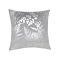 Grey velvet throw pillow cover with elegant silver foil botanical fern print for home sofa. - 45*45cm (Without Core) / PE8405P-1
