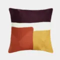 Geometric embroidered cushion cover, colorblock square throw pillow case for sofa bed. - PE9074E-1