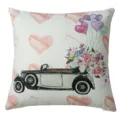 Vintage Auto Blumen Herzen Kissenbezug für Wohnzimmer Sofa Dekoration Kissen Hülle - PE8009P-1