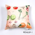 Funda de cojin impresa de verduras en acuarela, estilo nordico suave para sofa coche - 45*45cm (Sin núcleo) / PE5422P-1
