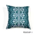 Funda de cojin con estampado geometrico nordico, estilo etnico azul y blanco para sofa. - PE6058P-1