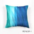 Funda de cojín decorativa con rayas geométricas en tonos azul y turquesa, estilo moderno. - PE7423P-1