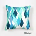 Funda de cojin geometrica nordica con patron de rombos en azul y verde para sofa moderno. - PE7426P-1
