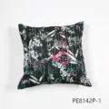 Funda de cojín impresa, cojín de sofá cuadrado con motivo floral negro, decoración para el hogar. - PE8142P-1