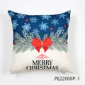 Funda de cojines navideña con diseño de copos de nieve y elegante lazo rojo para sofa. - PE22008P-1