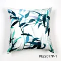 Fundas de cojin estampadas estilo nordico con patron de hojas azul verde sofa hogar - PE22017P-1