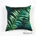 Funda de cojín cuadrada estilo nórdico con estampado de hojas tropicales verdes. - PE22021P-1