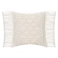 Beige woven macrame pillow cover with geometric pattern and side tassels for sofa couch. - 45*45cm (Without Core) / PE23198H-1