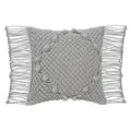 Handcrafted grey macrame throw pillowcase with decorative geometric pattern and fringes. - 45*45cm (Without Core) / PE23199H-2