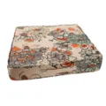 Portable floral square seat cushion with handle for home dining chair and outdoor picnic use. - Beige Orange Floral