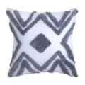 Funda de cojincito geometrica con mechones estilo nordico para sofa de casa - 30x50cm / PE20318E-2 (Blanco y Gris Diamante)