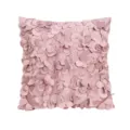 Pink velvet throw pillow cover with 3D handmade flower petals for sofa bed home decor - 45*45cm (Without Core) / Pink