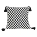 Black and white check throw pillow cover with tassels, geometric pattern cushion case for sofa. - 45*45cm (Without Core) / B240505-1