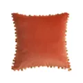 Nordic Velvet Throw Pillow Terracotta Pom Pom Cushion for Sofa Living Room Bedside Decor - Terracotta (PE6629H-3)