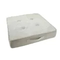 Light grey square foam cushion with side handle, comfortable portable seat pad for indoor or outdoor use. - Green Button