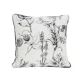 Black and white botanical print throw pillow cover, stylish floral cushion for living room. - 45*45cm (Without Core) / B240503-1