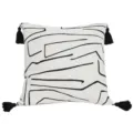 Black and white geometric throw pillow cover with corner tassels, modern abstract design SKU. - 45*45cm (Without Core) / B240504-1