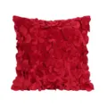 Fodera per cuscino in velluto rosso con fiori 3D, elegante decorazione per il divano. - 45x45cm (Senza Anima) / Rosso scuro