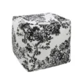 Pouf ottoman quadrato in tessuto con stampa di alberi in bianco e nero, cuscino da pavimento moderno. - D240506-1