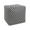 Pouf ottomano quadrato a quadri neri e bianchi, cuscino da terra geometrico moderno in ciniglia. - D240509-1